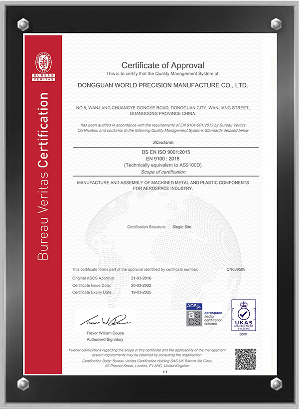 AS 9100D Aerospace Industry  Manufacturing Certification
