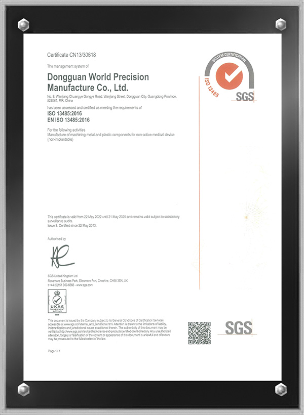 ISO 13485:2016 Medical Parts Manufacturing Certification